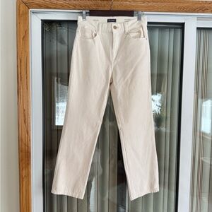 DL1961 Corduroy Patti Straight Leg High Rise Vintage Ankle Jeans, Ecru